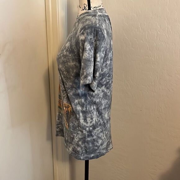 Y2K Visions Lion Nature Print Tie Dye Graphic Shirt Boho Casual - Picture 2 of 8